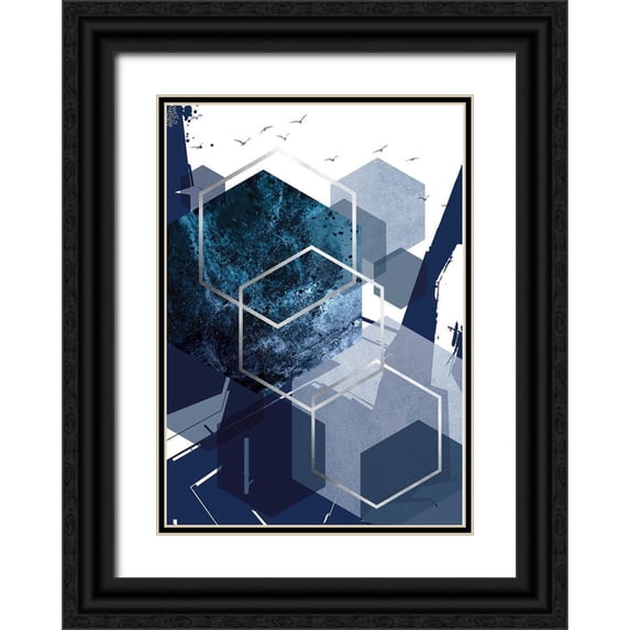 Urban Epiphany 18x24 Black Ornate Wood Framed with Double Matting Museum Art Print Titled - Hexagon Landscape Silver 1