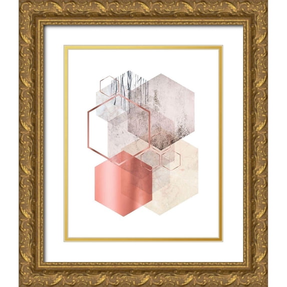 Urban Epiphany 20x24 Gold Ornate Wood Framed with Double Matting Museum Art Print Titled - Hexagonal Geo 1