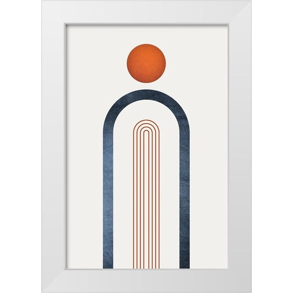 Urban Epiphany 23x32 White Modern Wood Framed Museum Art Print Titled - Minimalist Mid Century Orange Navy 1