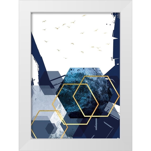 Urban Epiphany 24x32 White Modern Wood Framed Museum Art Print Titled - Hexagon Landscape Gold 2