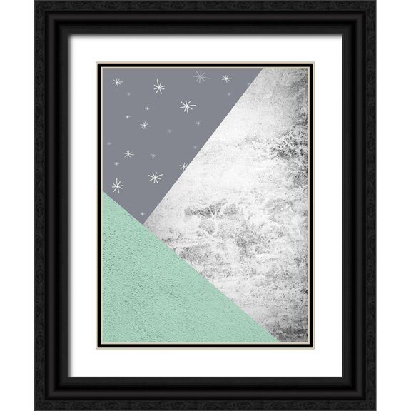 Urban Epiphany 25x32 Black Ornate Wood Framed with Double Matting Museum Art Print Titled - Mint Green Mountains 3