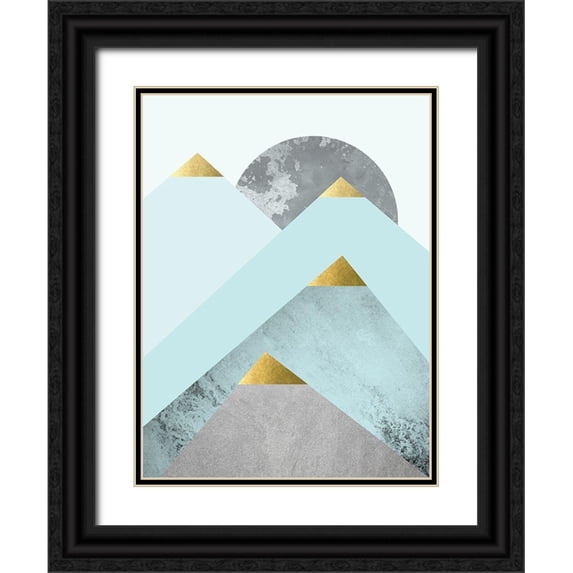 Urban Epiphany 25x32 Black Ornate Wood Framed with Double Matting Museum Art Print Titled - Turquoise Mountains 2
