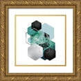 thumbnail image 1 of Urban Epiphany 26x26 Gold Ornate Wood Framed with Double Matting Museum Art Print Titled - Geo Teal 3, 1 of 4