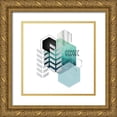 thumbnail image 1 of Urban Epiphany 26x26 Gold Ornate Wood Framed with Double Matting Museum Art Print Titled - Geo Teal 4, 1 of 4
