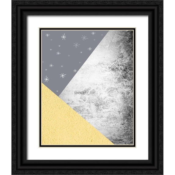 Urban Epiphany 26x32 Black Ornate Wood Framed with Double Matting Museum Art Print Titled - Yellow Grey Mountains 3