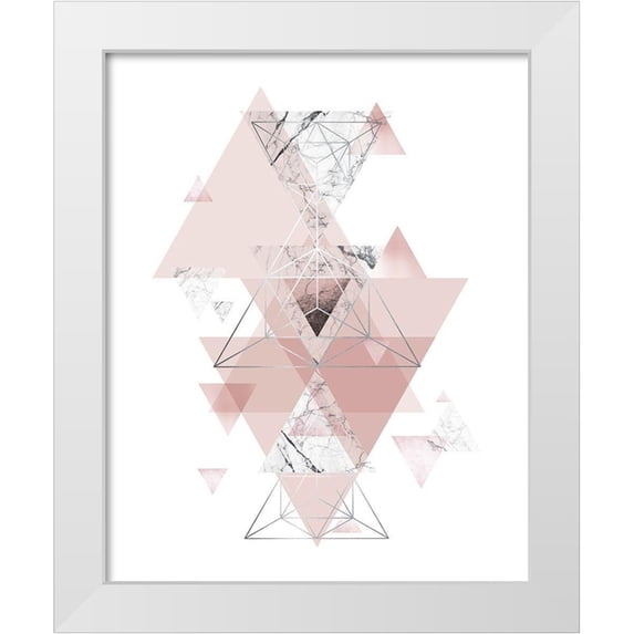 Urban Epiphany 26x32 White Modern Wood Framed Museum Art Print Titled - Blush Pink Marbled Geometric