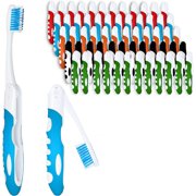 Urban Essentials Bulk Foldable Travel Toothbrush Fold to Cover Individually Wrapped Medium Soft Bristle Toothbrush Case Travel Size Compact On-The-go Toothbrush for Adults and Kids Travel Camping (60)