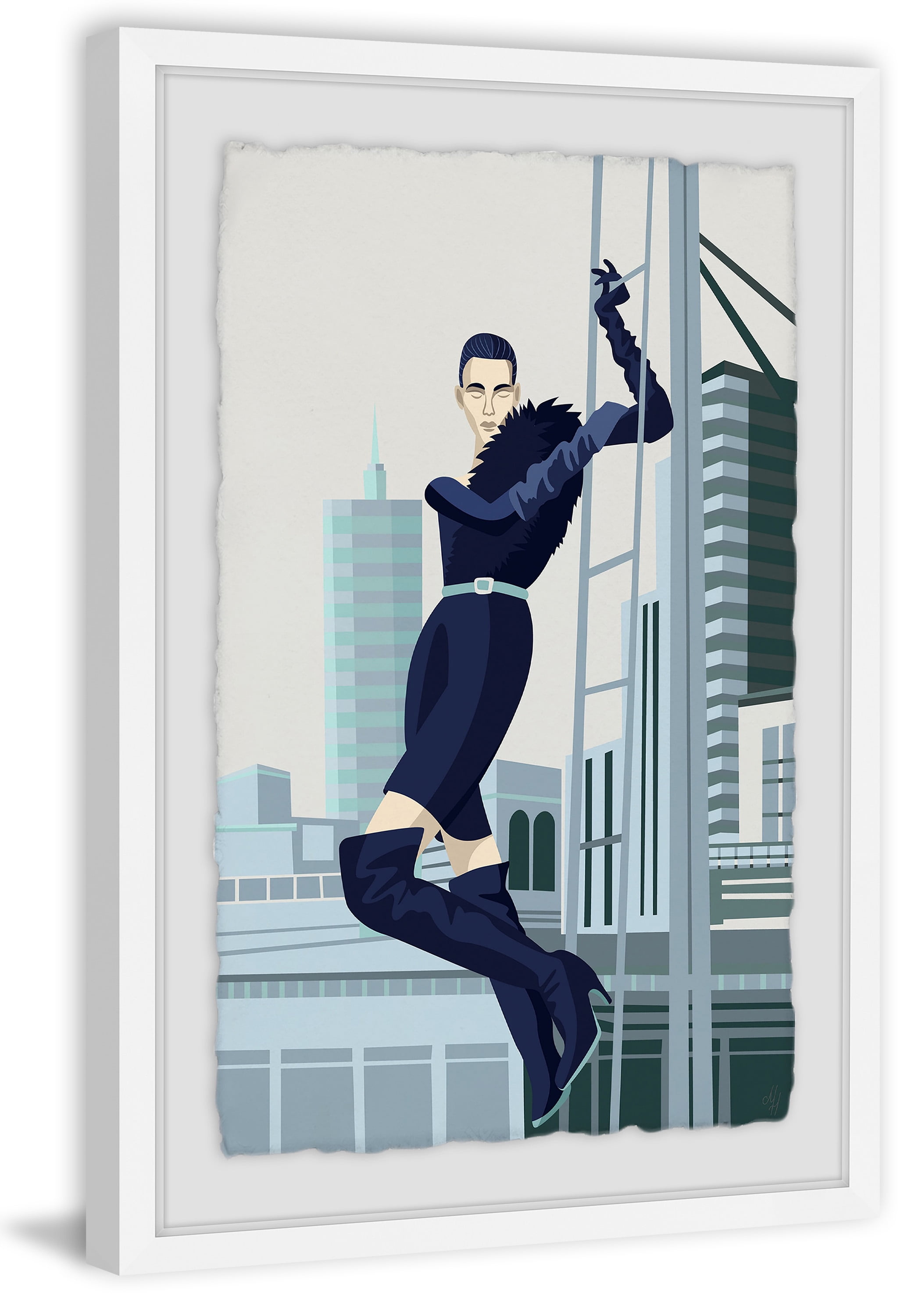 Urban Fashion Fur Framed Painting Print