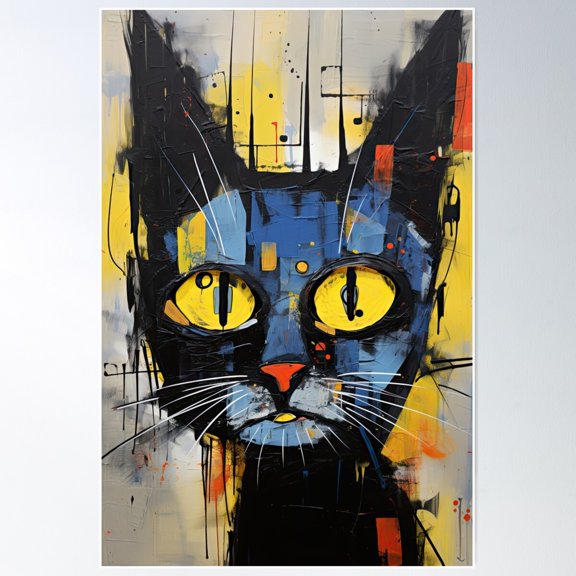 Urban Feline Expression Iii Poster Wall Art, Modern Wall Decor For Living Room Bedroom, 8x12 UNFRAMED