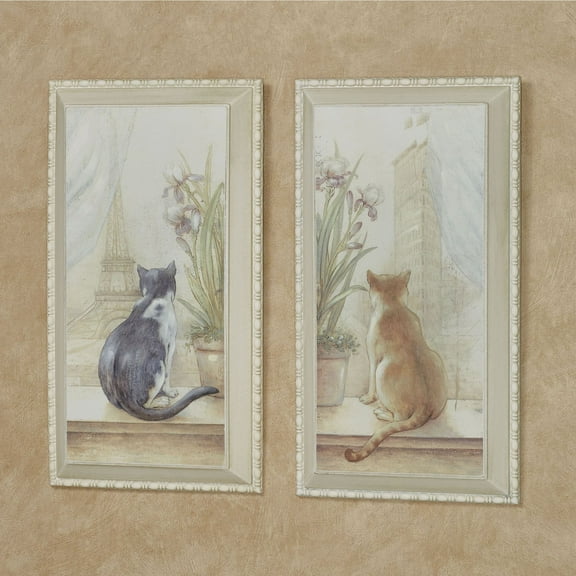 Urban Felines Cat Wall Art Plaques Multi Warm Set of Two 2