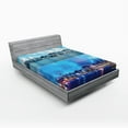 thumbnail image 1 of Ambesonne City Scenery Fitted Sheet, Hong Kong, Full Size, Deep Sky Blue, 1 of 2