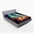 thumbnail image 1 of Urban Fitted Sheet, Traffic in Hong Kong Picture Sunset China Modern Life High Rise Buildings, Soft Decorative Fabric Bedding, Full Size, Seafoam Orange Yellow, by Ambesonne, 1 of 2