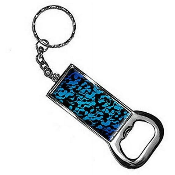 Urban Flow Blue Black Keychain Key Chain Ring Bottle Bottlecap Opener
