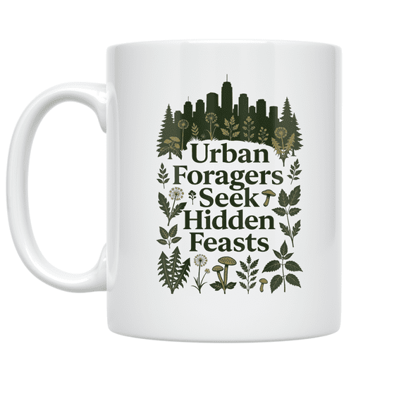 Urban Foragers Seek Hidden Feasts - Nature Enthusiast - 11 oz Ceramic Coffee Mug
