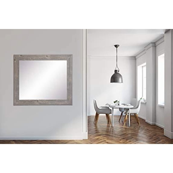 BrandtWorks Urban Frontier Barnwood Framed Vanity Wall Mirror 32''x 36'' - Brown