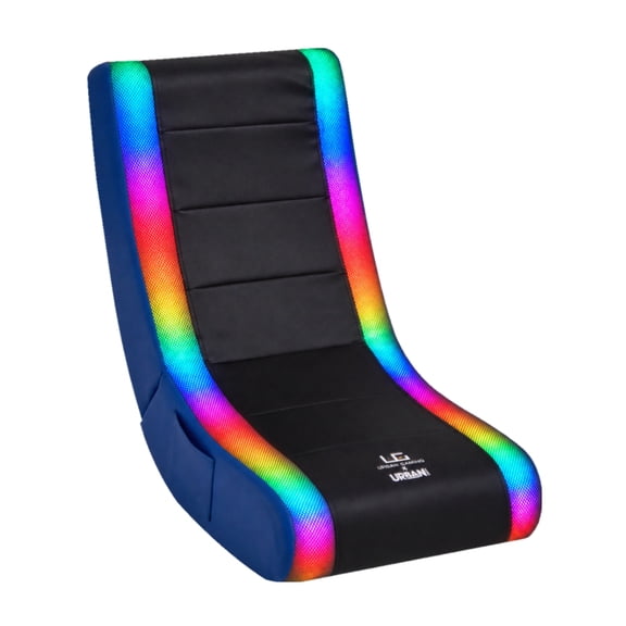 Urban Gaming LED Rocker Chair, Multicolor Lights, USB Port, Black/Blue