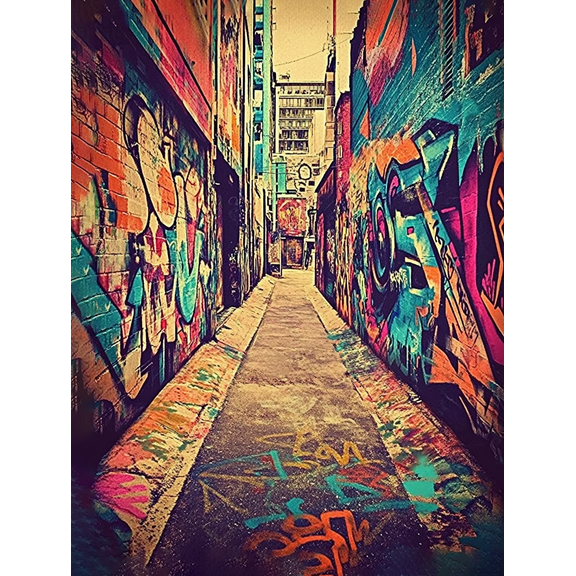 Urban Graffiti Alleyway Canvas Print/Wall Art Suitable for Living Room Bedroom Office Apartment and Dorm Decor.