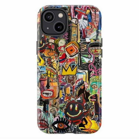 Urban Graffiti Art Phone Case, Basquiat Art iPhone Case, Bold Abstract Street Style iPhone Cover, Colorful Expressionist Protective Case for iPhone 16 15 14 13 12 11 Plus Pro Max Mini