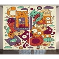 thumbnail image 1 of Ambesonne Urban Graffiti Curtains 2 Panel Set, Absurd Doodle, 108" x 96", Multicolor, 1 of 3