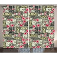 thumbnail image 1 of Urban Graffiti Curtains 2 Panels Set, Romantic Love Message and Heart Icons Various Styles of Typographic Words, Window Drapes for Living Room Bedroom, 108W X 90L Inches, Multicolor, by Ambesonne, 1 of 3