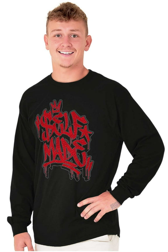 Urban Graffiti Self Made Crown Long Sleeve TShirt Men Women Brisco Brands M