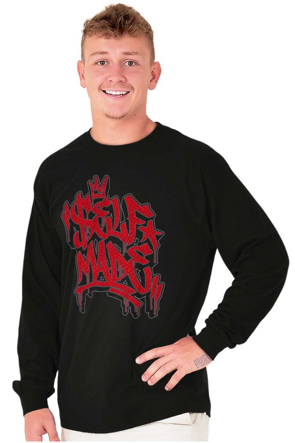 Urban Graffiti Self Made Crown Long Sleeve TShirt Men Women Brisco Brands X