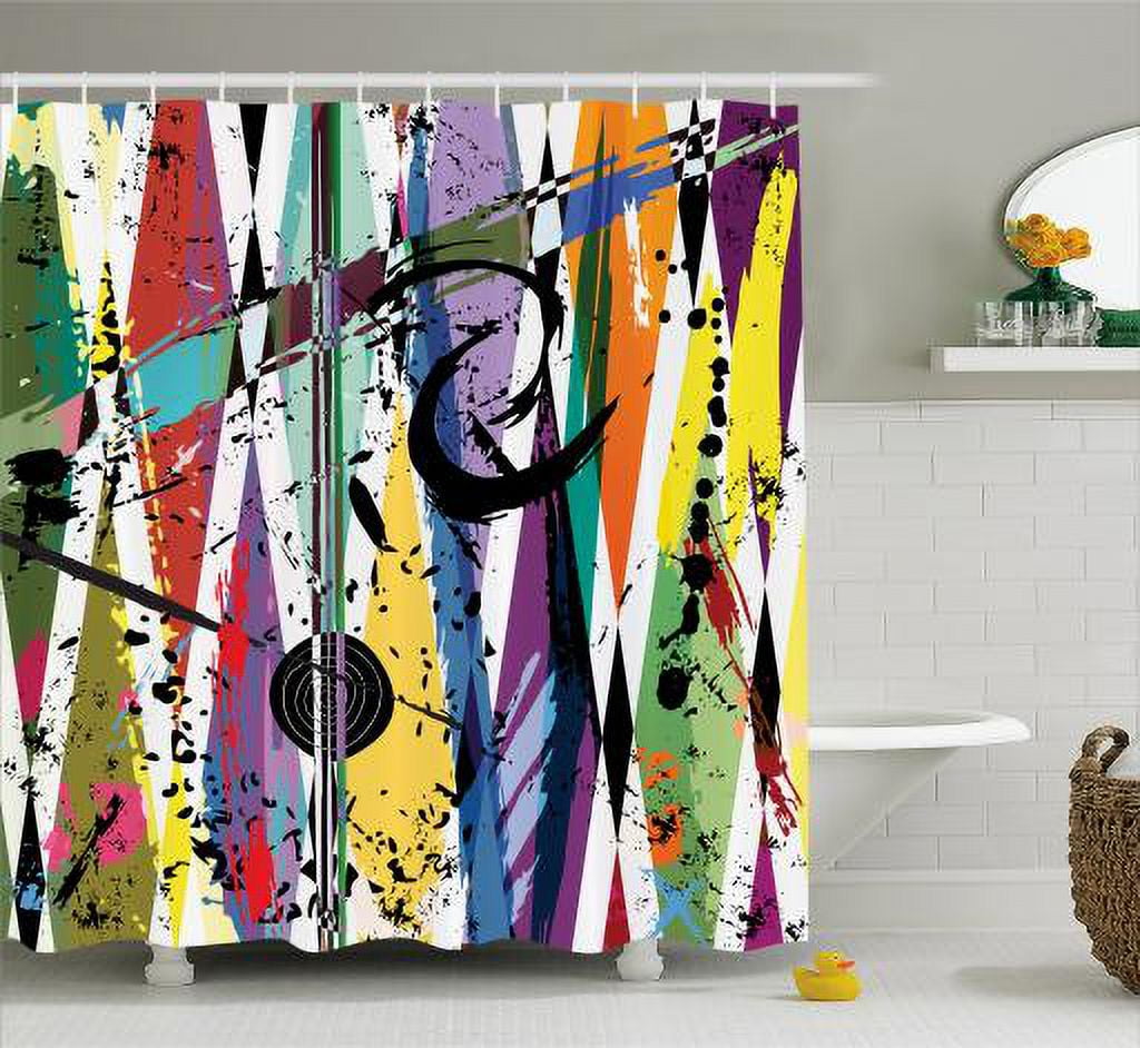 Urban Graffiti Shower Curtain, Bulls Eye Figure Detailed Splashed Paint ...