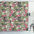 thumbnail image 1 of Urban Graffiti Shower Curtain, Romantic Love Message and Heart Icons Various Styles of Typographic Words, Fabric Bathroom Set with Hooks, 69W X 70L Inches, Multicolor, by Ambesonne, 1 of 3