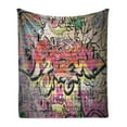 thumbnail image 1 of Urban Graffiti Soft Flannel Fleece Blanket, Wild Style Complex Creative Surreal Worlds of Graffiti Comics and Paintings, Cozy Plush for Indoor and Outdoor Use, 50" x 60", Multicolor, by Ambesonne, 1 of 6