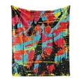 thumbnail image 1 of Urban Graffiti Soft Flannel Fleece Throw Blanket, Sketchy Graffiti Design with Grungy Dripping Paint Drops and Splashed Ink, Cozy Plush for Indoor and Outdoor Use, 70" x 90", Multicolor, by Ambesonne, 1 of 5