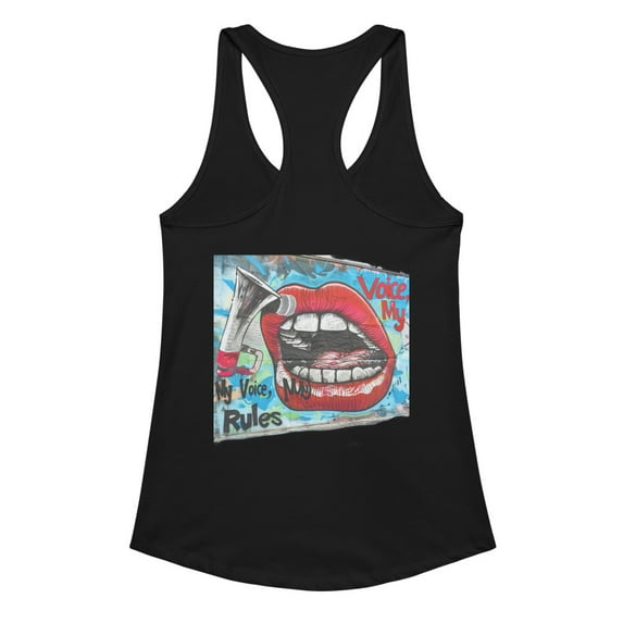 🎨 Urban Graffiti Style T-Shirt – Bold, Colorful Streetwear Fashion - Women’s fitted racerback tank top (Black, L)