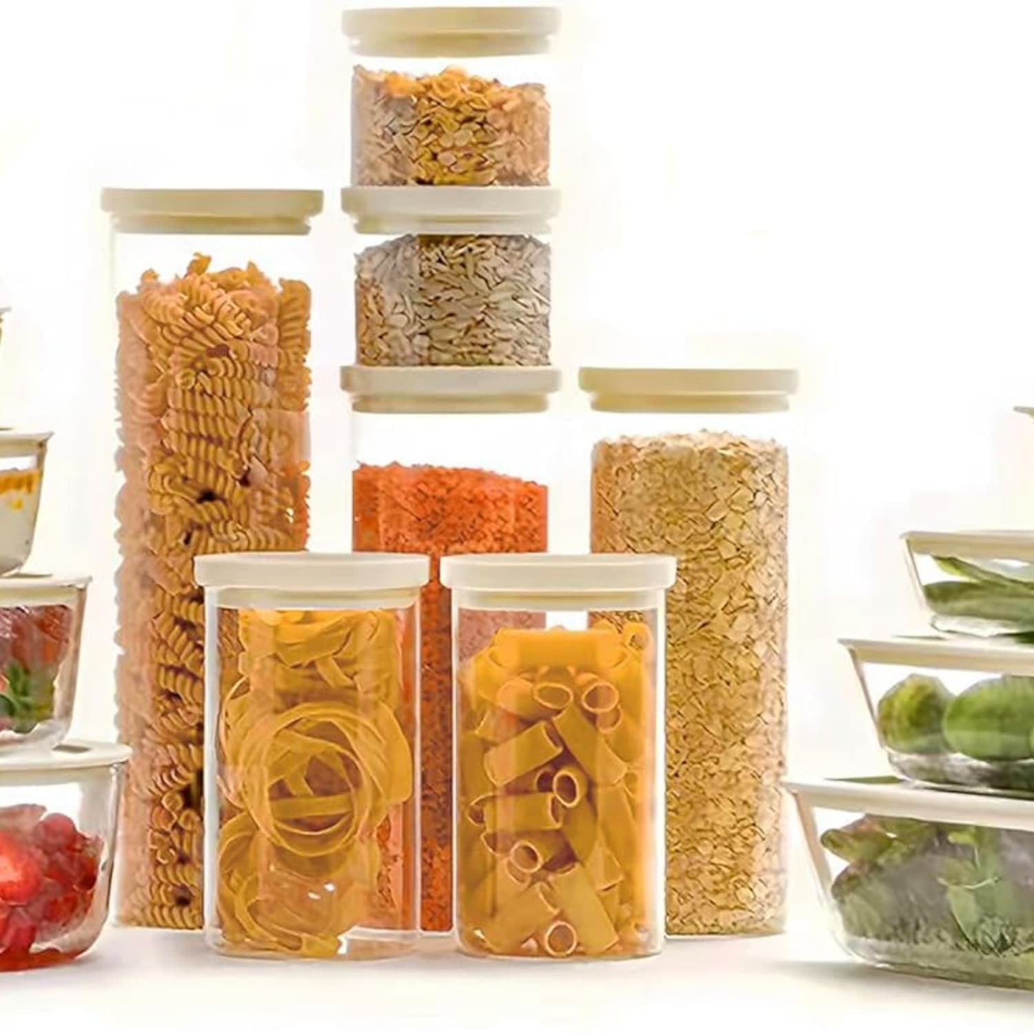 Urban Green Glass Food Container Set with Glass Lid