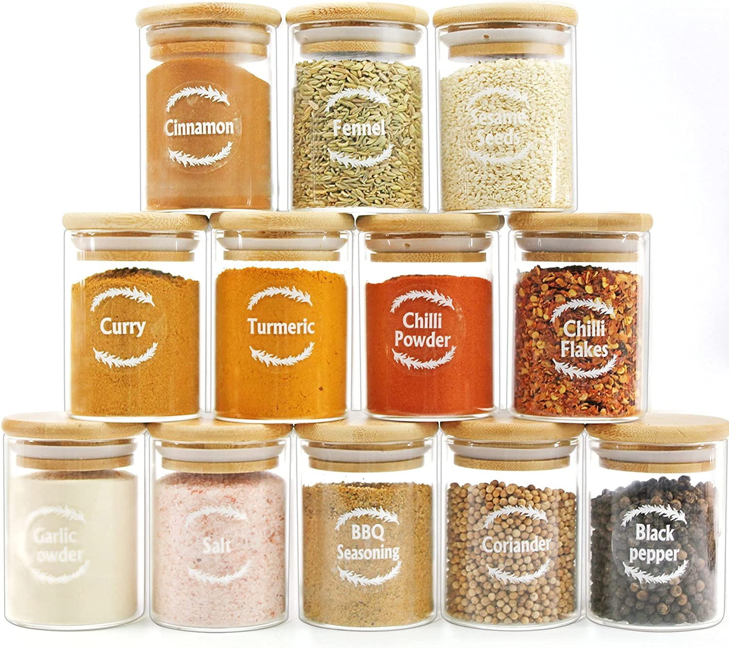 Bamboo Spice Rack & Spice Jar Label Bundle