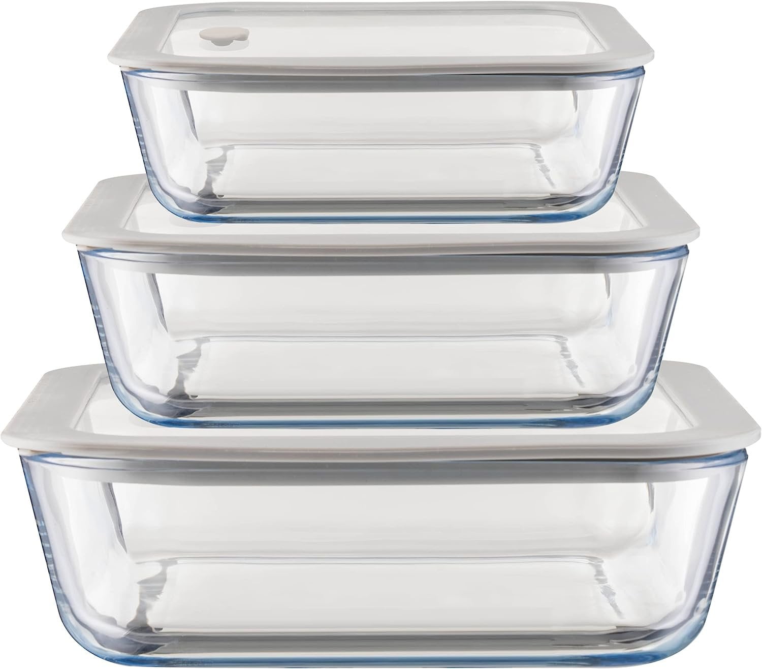 Circleware Snap Lid Square Glass Container Set, 2-Piece