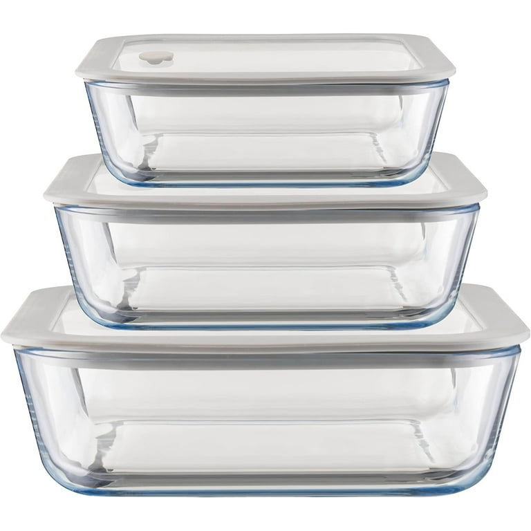 Stock Square Glass Food Storage Container Set with Silicone