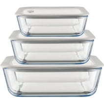 Urban Green Glass Square Shaped Food Container Set with White Sand Silicone Framed Glass Lid