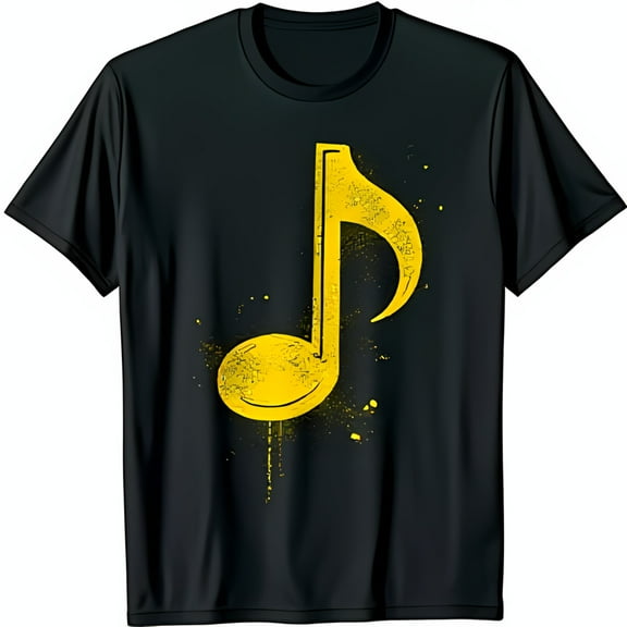 Urban Grit Black T-Shirt with Yellow Musical Graphic