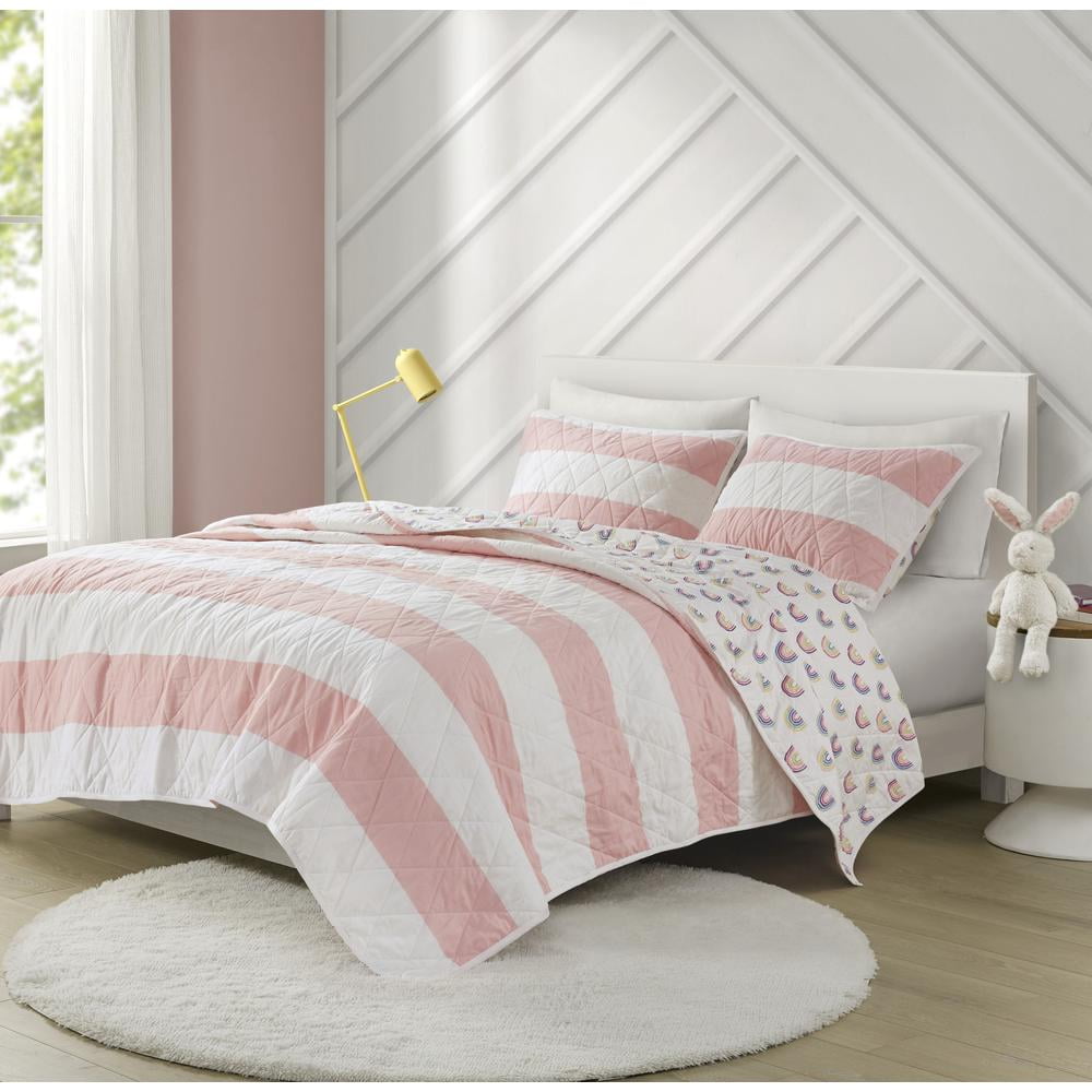 Urban Habitat Kids Cotton Twin/TwinXL Quilt Set 2Pcs Pink Rainbow