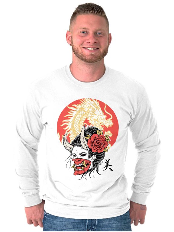 Urban Hannya Oni Devil Mask Geisha Long Sleeve TShirt Men Women Brisco Brands S