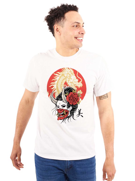 Urban Hannya Oni Devil Mask Geisha Men's Graphic T Shirt Tees Brisco Brands M