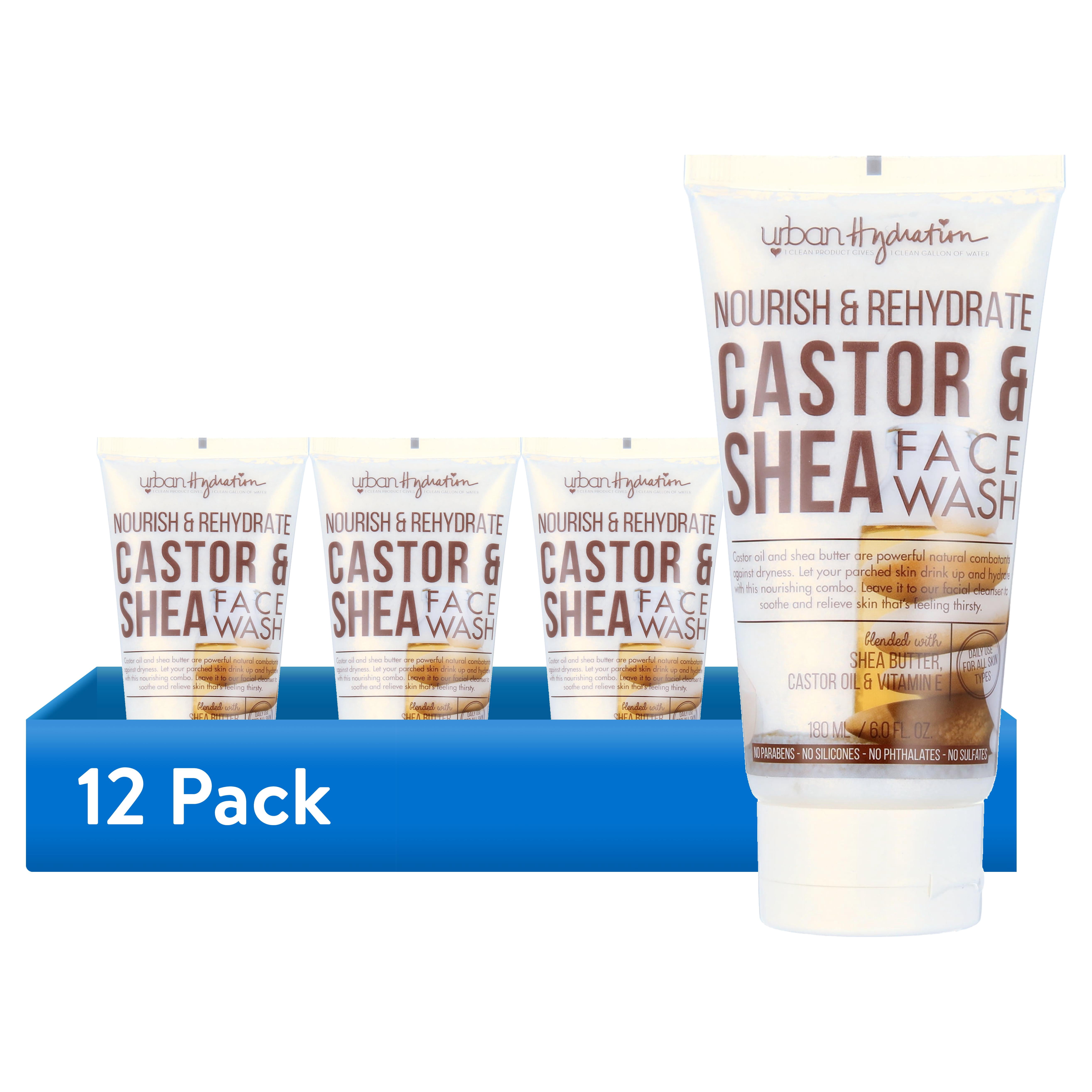 (12 pack) Urban Hydration Nourish & Rehydrate Castor & Shea Face Wash for Dry to Normal Skin, 6.0 oz