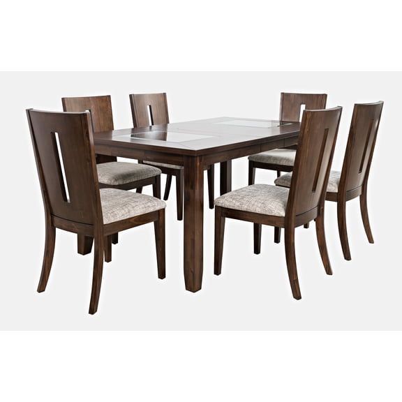 Urban Icon Contemporary 66" Seven-Piece Dining Set with Upholstered Chairs