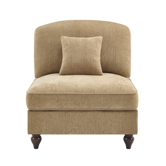 Urban Ins Chenille Sofa with Ruffle Skirt & Pillow - Versatile Modular Sectional Couch, Soft Comfortable Living Room Sofa - Light Coffee
