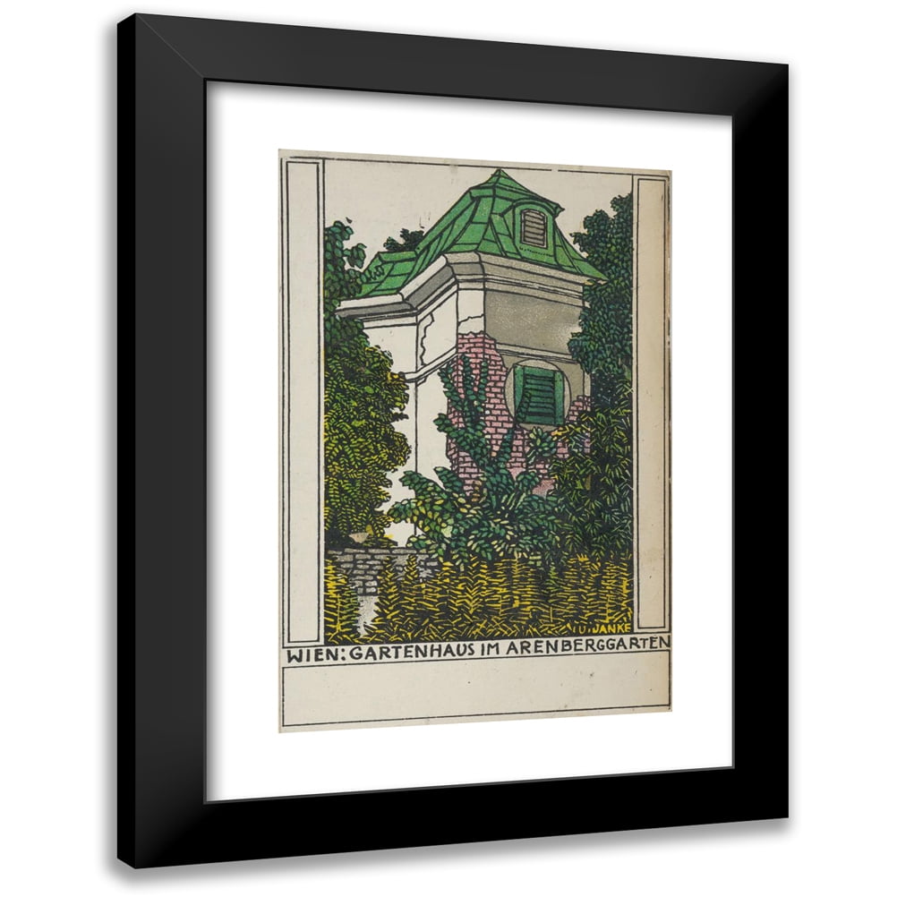 Urban Janke 17x24 Black Ornate Framed Double Matted Museum Art Print  Titled: Vienna; Garden House in the Arenberg Garden (1910)