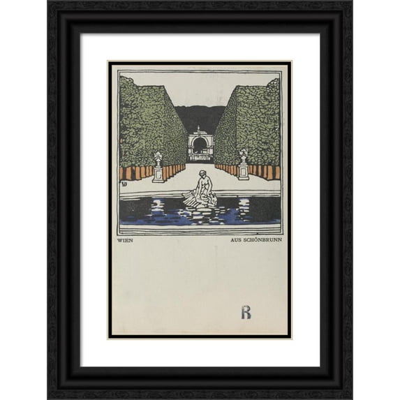 Urban Janke 17x24 Black Ornate Framed Double Matted Museum Art Print Titled: Vienna; from Schonbrunn (1908)