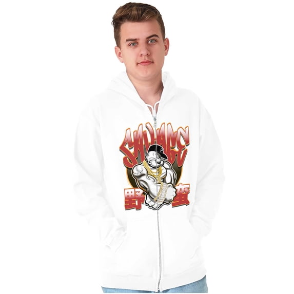 Urban Kanji Popeye Savage Cartoon Zip Up Hoodie Men's Women's Brisco Brands S