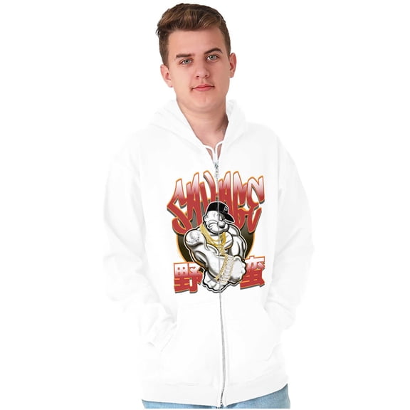 Urban Kanji Popeye Savage Cartoon Zip Up Hoodie Men's Women's Brisco Brands S