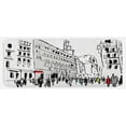 thumbnail image 1 of Urban Kitchen Mat, Ink Illustration of Pedestrians on Busy Street with Buildings Modern Cityscape, Plush Decorative Kitchen Mat with Non Slip Backing, 47" X 19", Grey Black White, by Ambesonne, 1 of 1