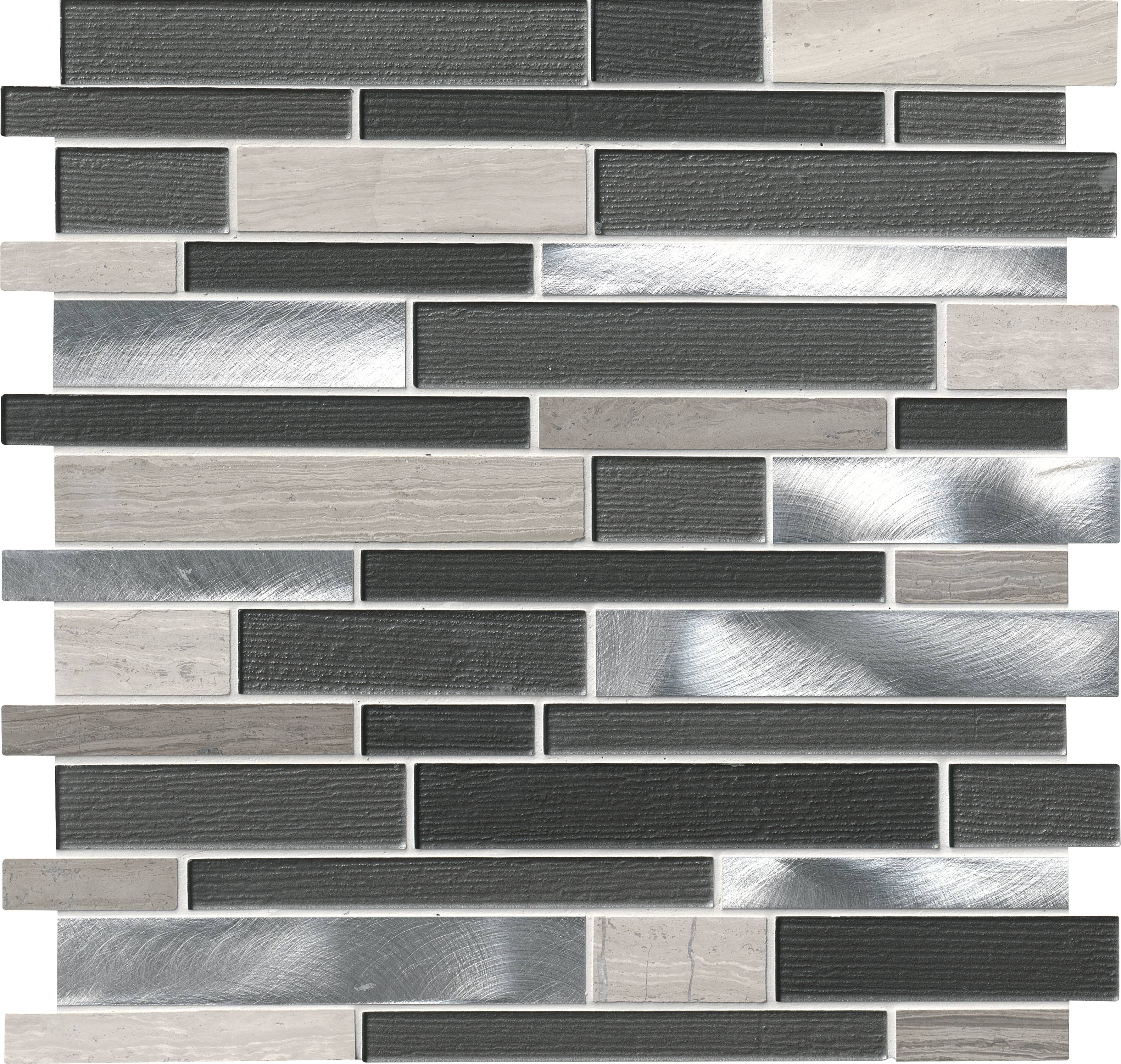 Urban Loft Interlocking 12 in. x 12 in. x 4 mm Glass Stone and Metal Mesh-Mounted Mosaic Tile (20 sq. ft. / case)