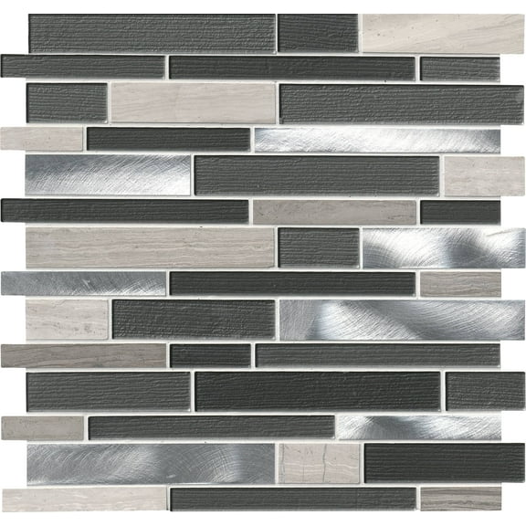 Urban Loft Interlocking 12 in. x 12 in. x 4 mm Glass Stone and Metal Mesh-Mounted Mosaic Tile (20 sq. ft. / case)